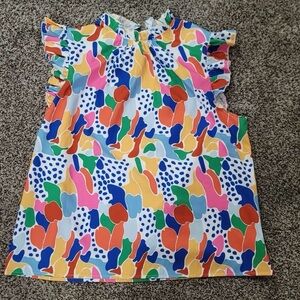 Colorful Ruffle Sleeve Top